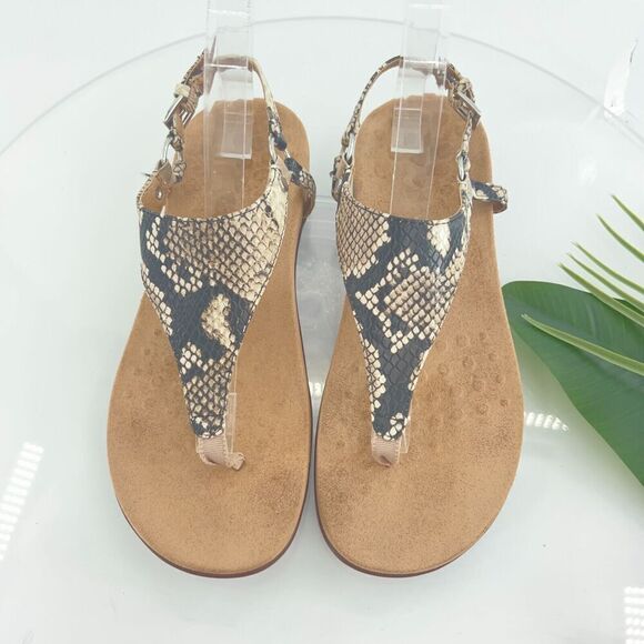 Vionic Women Kirra Sandal Size 8 Thong Back Strap Slingback Snake Print Leather - Picture 1 of 13